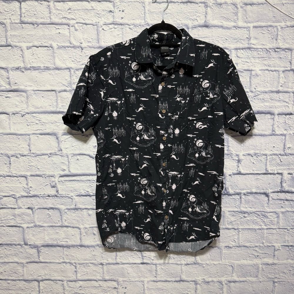 Disney Parks Shirt Black Nightmare before Christmas Button Up M unisex
